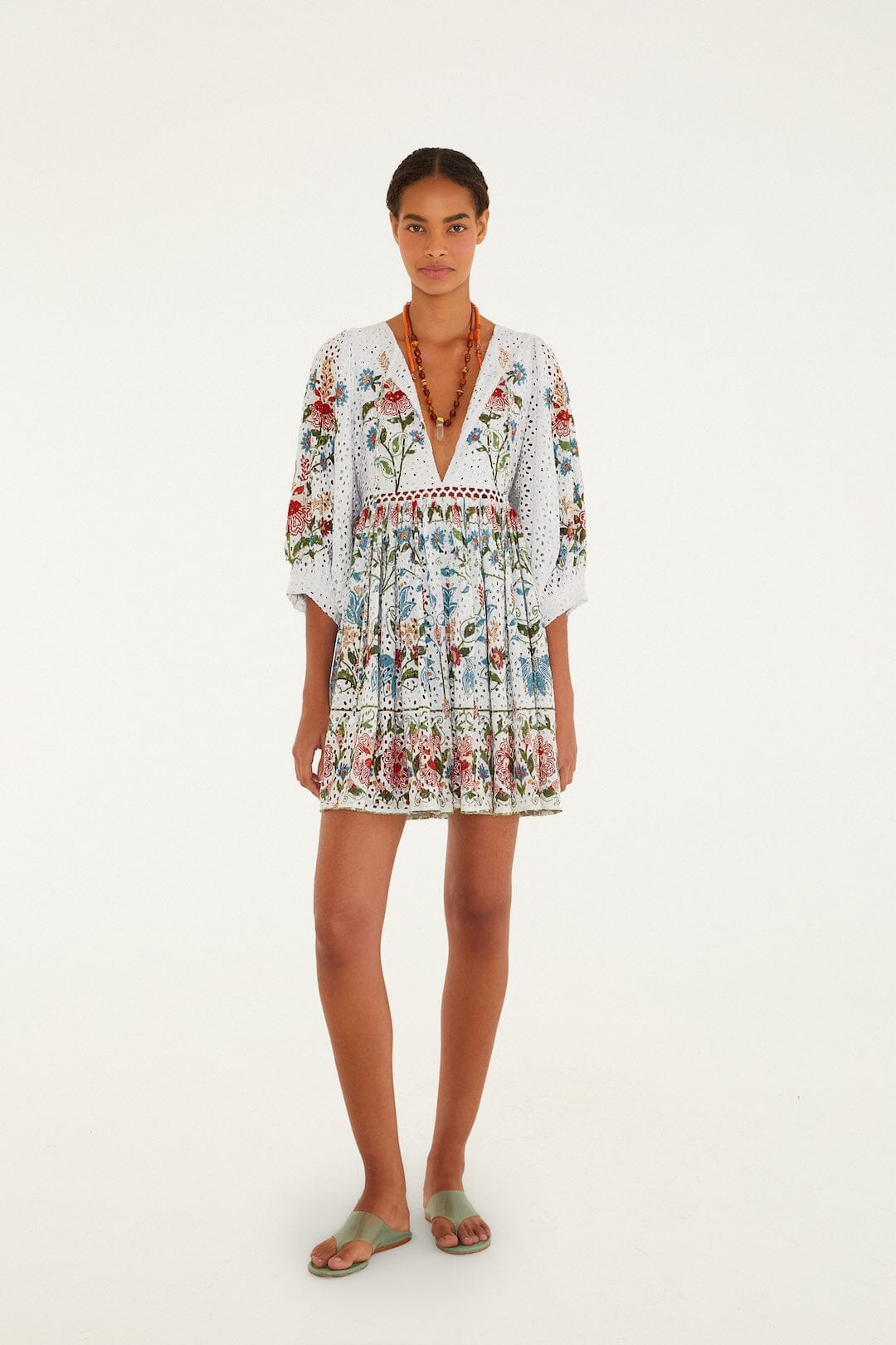 farm rio white dress Stitched Garden Off Mini – Wanderluststories Stretch Cotton Maxi Dress Effortless elegance meets artisanal mini dress print Size:4-14