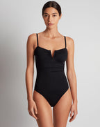 Lauren by Ralph Lauren Beach Club Solids V Wire Swimsuit - Black