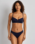 Lauren by Ralph Lauren Beach Club Solids Curved Waist Midrise Bikini Pant - Dark Navy