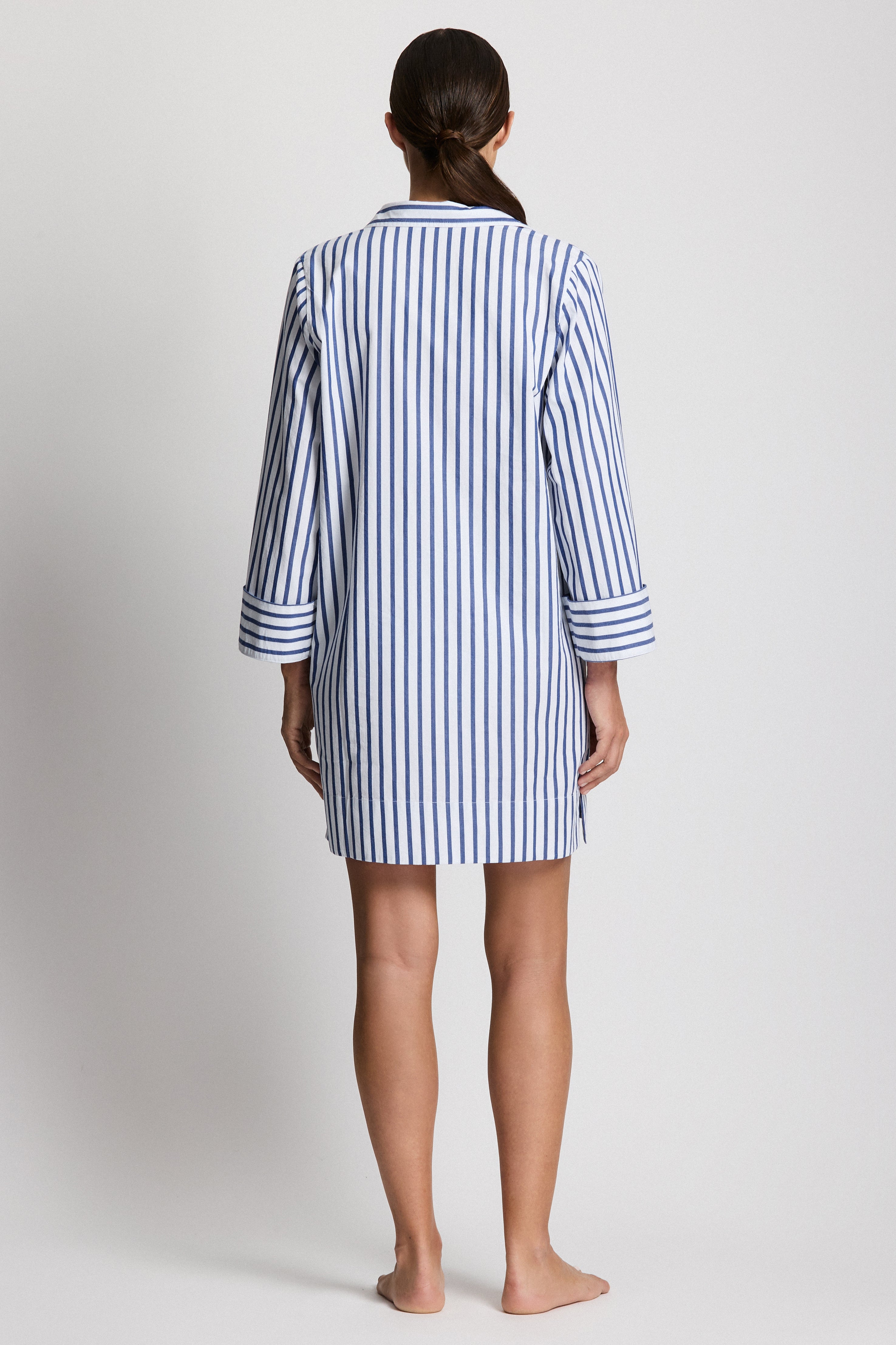 Lauren by Ralph Lauren White Cuff Tunic Blue and White