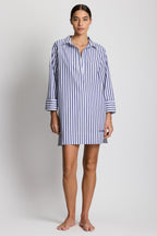 Lauren by Ralph Lauren White Cuff Tunic Blue and White