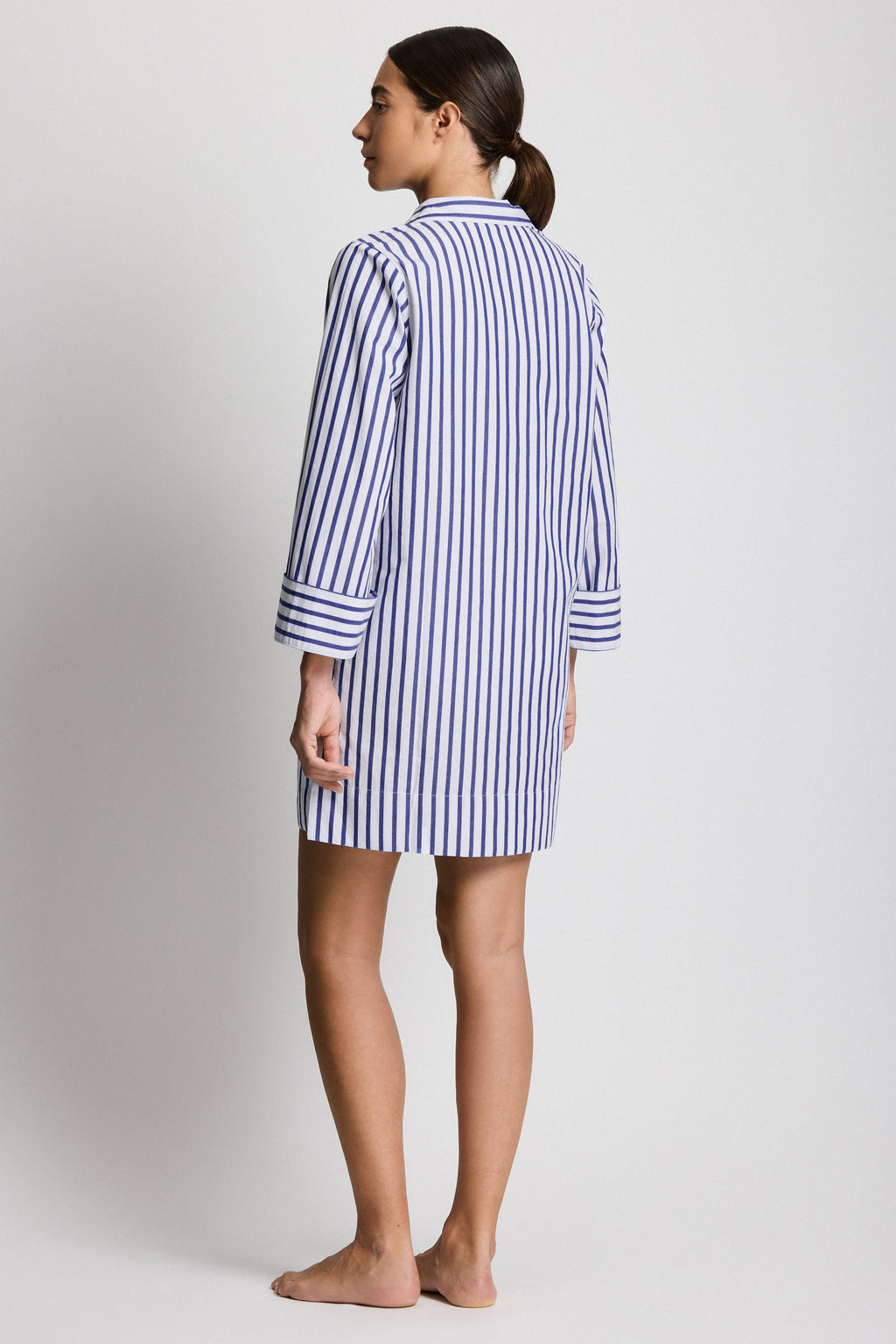 Lauren by Ralph Lauren White Cuff Tunic Blue and White