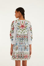 Farm Rio Stitched Garden Off White Mini Dress