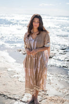 Kaftan Jada Flo long taupe Tye Dye