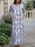 Ikos Blue and White Kaftan Dress