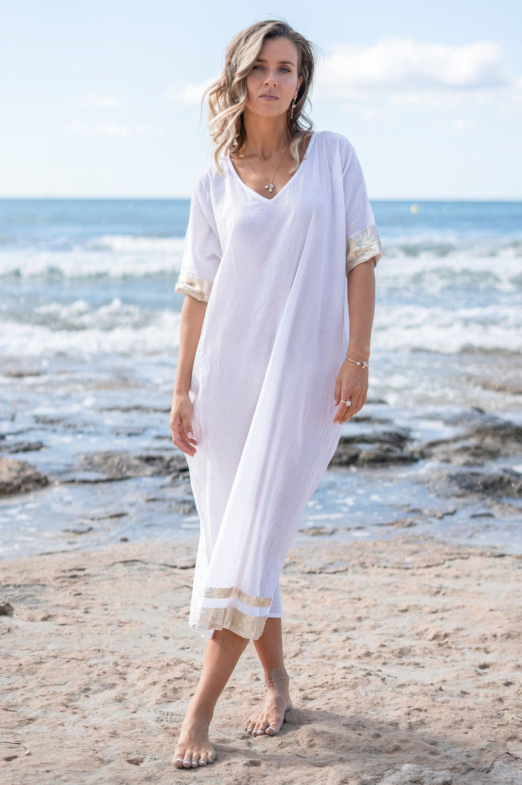 Jada Flo long kaftan white