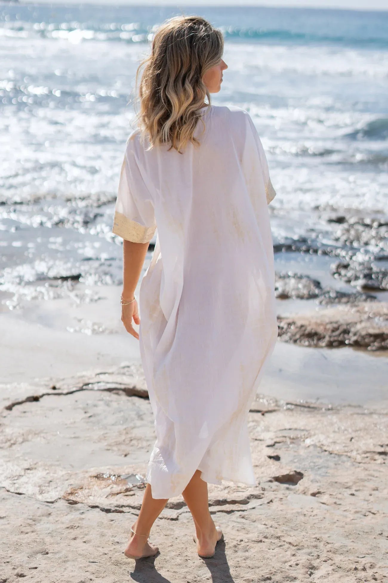 JADA LONG WHITE TIE DYE KAFTAN