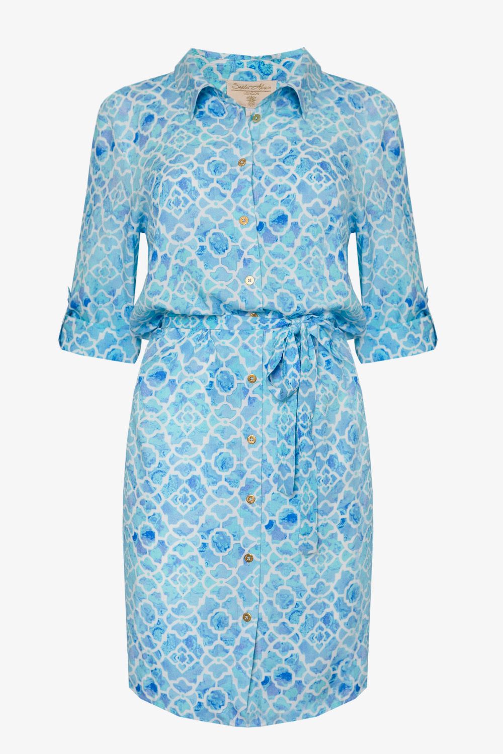 Zanzibar Shirt Dress Azure Mosaic