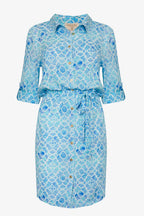 Zanzibar Shirt Dress Azure Mosaic