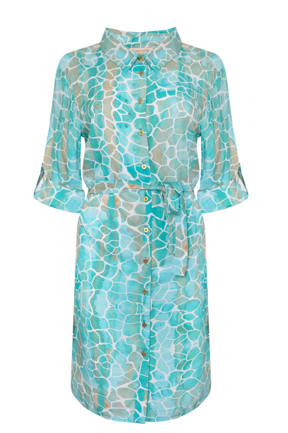 Zanzibar Shirt Dress Aqua Pebbles