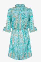 Zanzibar Shirt Dress Aqua Pebbles