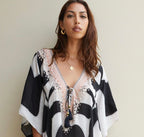 Guilty Beach Abstract Black & White Kaftan