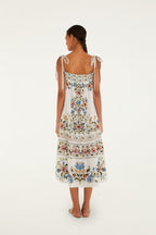 Farm Rio Stitched Garden Off White Maxi Dress
