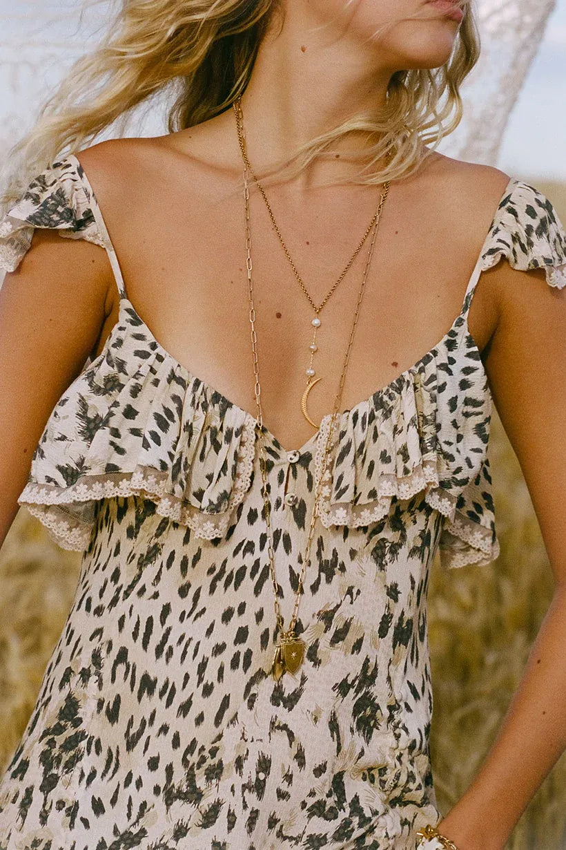 Spell Snow Leopard strappy Gown