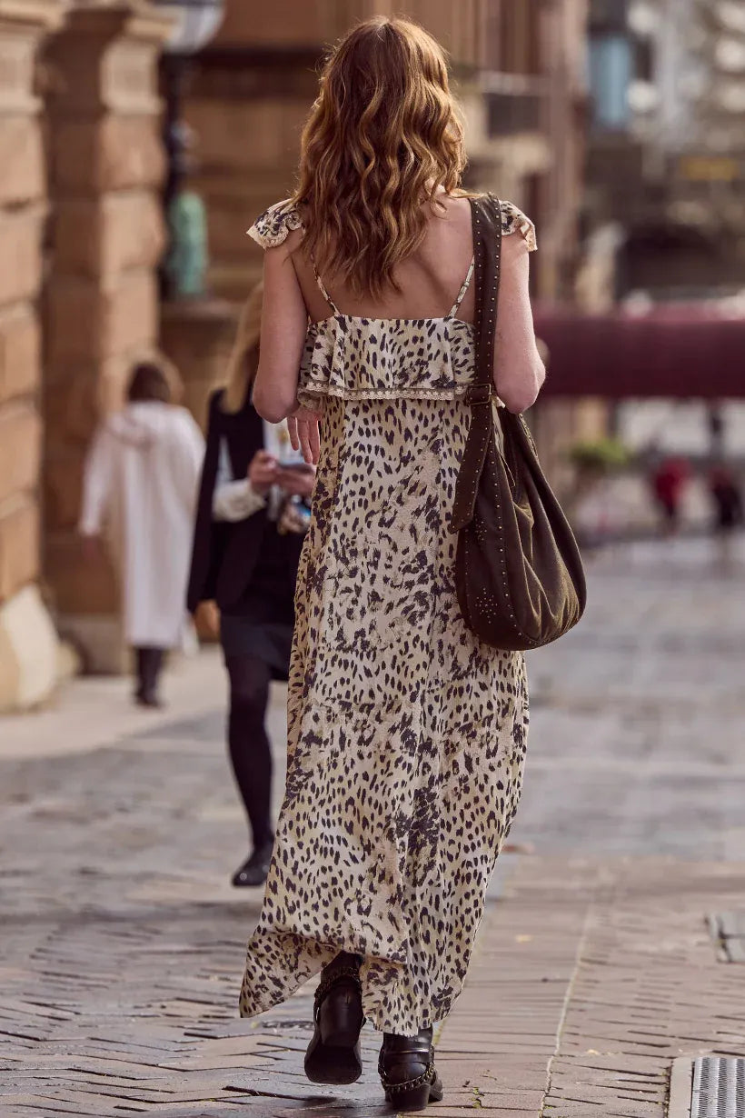 Spell Snow Leopard strappy Gown