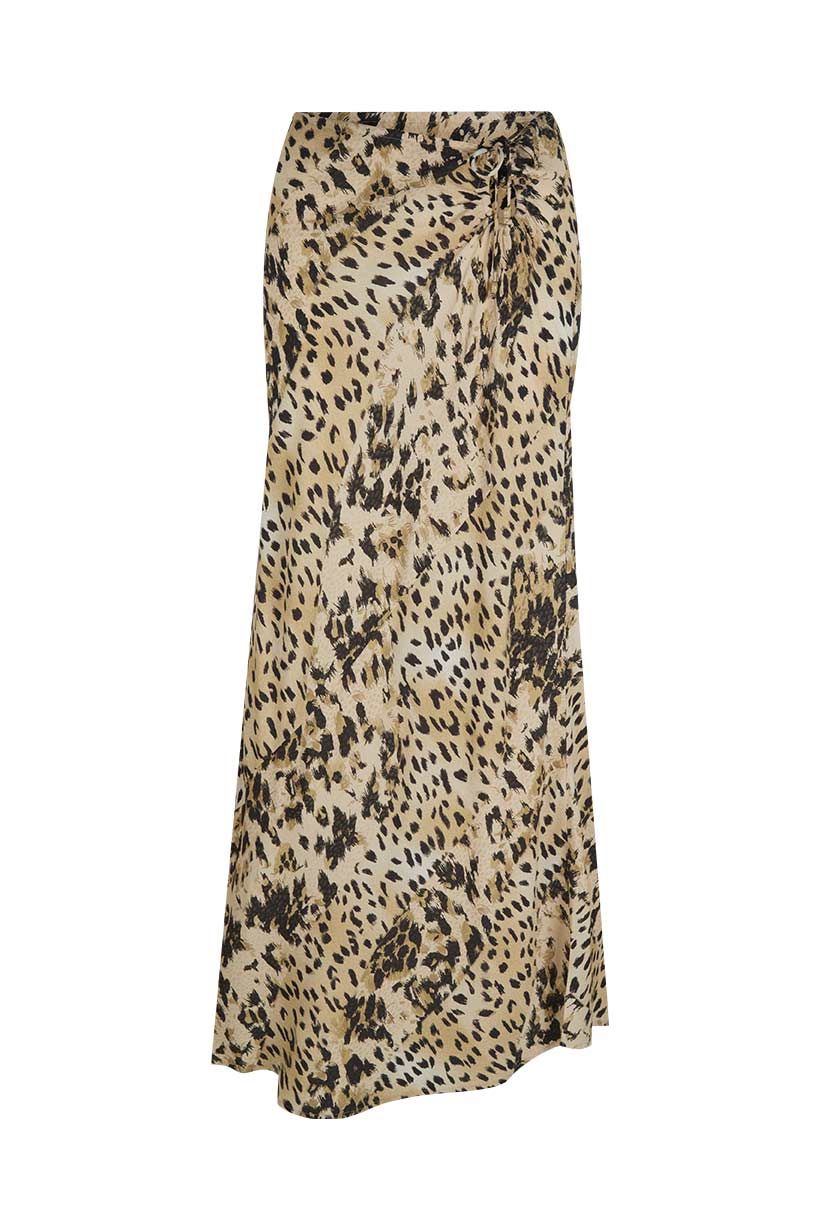 Spell Snow Leopard Bias Maxi Skirt