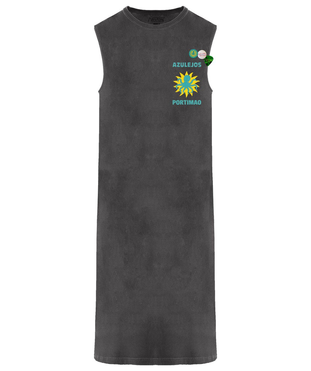 Newtone Dress Daytona Azul Ivory Washed Dark Grey