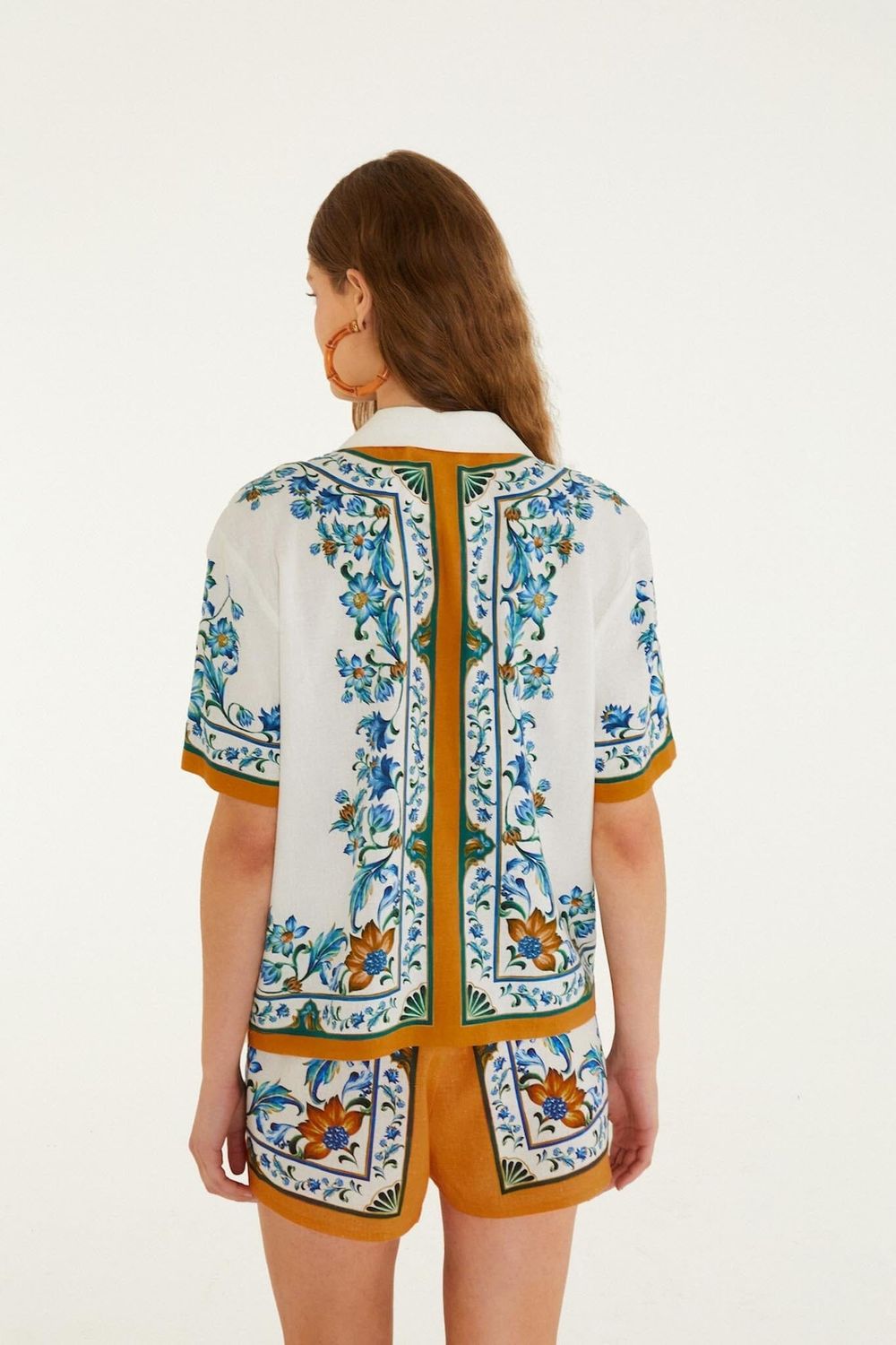 Farm Rio Light Off-white Flora Tile Blouse
