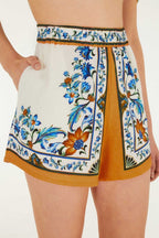 Farm Rio Light Off-white Flora Tile Shorts