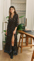 Sabrina Maxi Dress by Jaase featuring the Juniper print, fluid drape and feminine high side split.