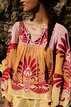 Farm Rio  Soft Yellow Arabesc Blouse