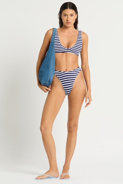 Bond Eye Georgia Balconette Bikini Top Navy White Dot Stripe