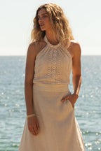 Sole Lisboa Maria Sand Embroidered top