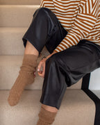 camel cable knit sock 