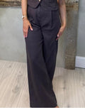 Marule & Love Linen Margot Pleated Trousers Espresso