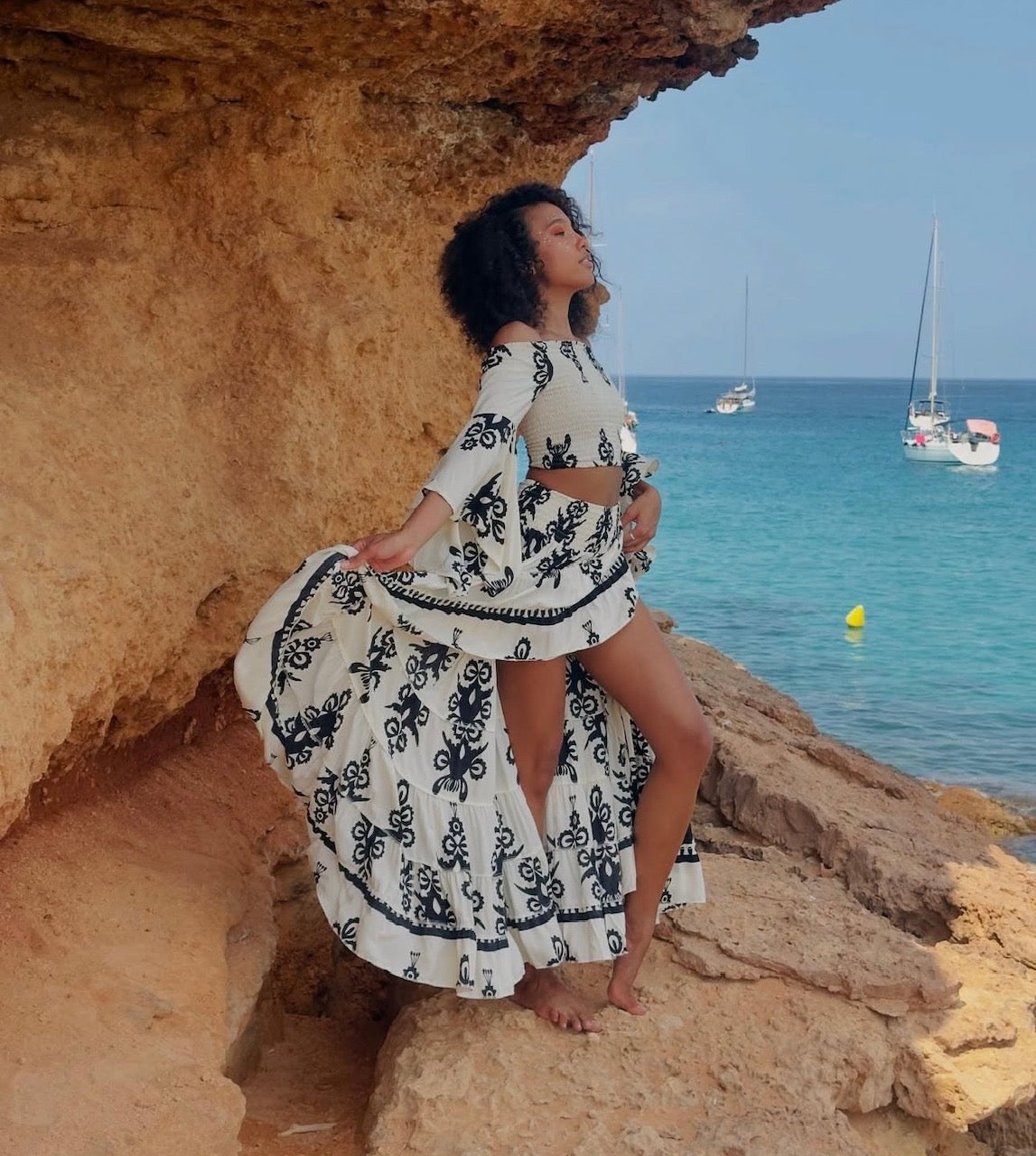 Pampita Island Lavanda Skirt Ethnic Print
