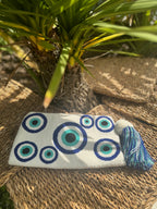 WHITE GREEK EYE CLUTCH