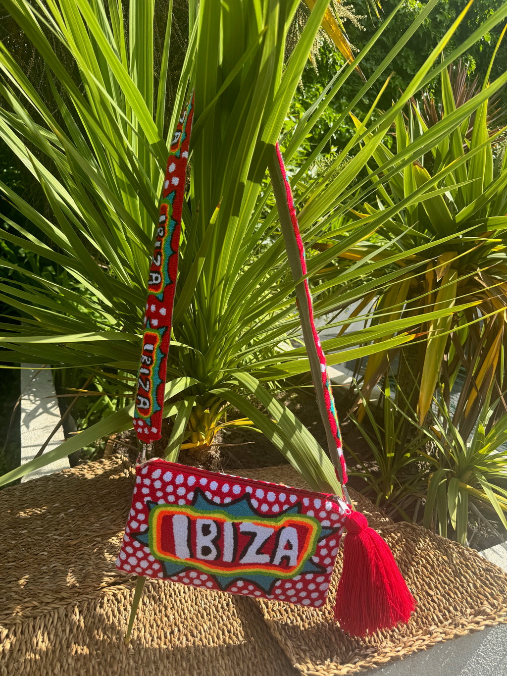 IBIZA SLOGAN CLUTCH WITH MATCHING STRAP