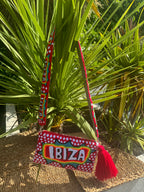 IBIZA SLOGAN CLUTCH WITH MATCHING STRAP