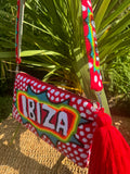 IBIZA SLOGAN CLUTCH WITH MATCHING STRAP
