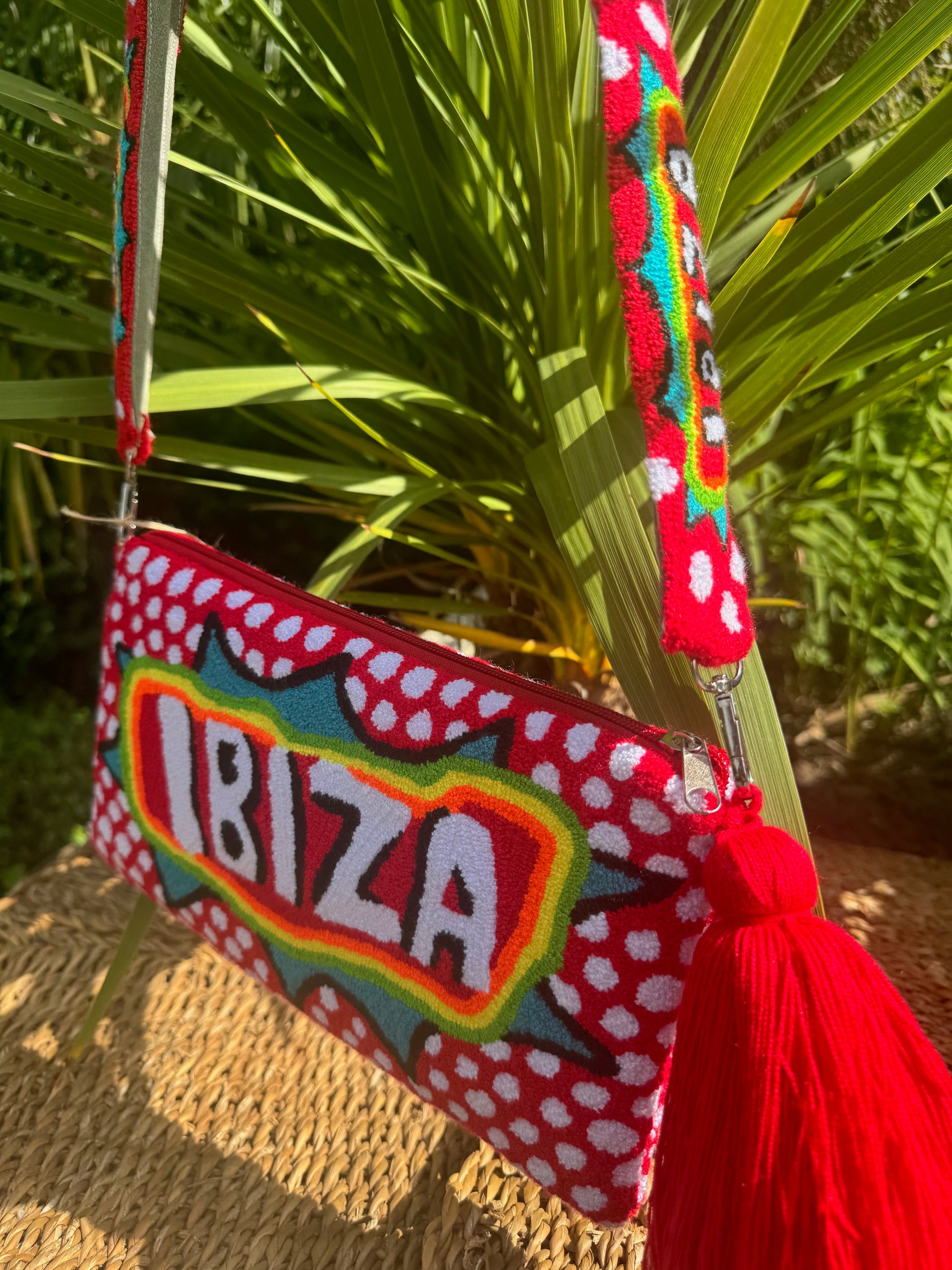 IBIZA SLOGAN CLUTCH WITH MATCHING STRAP