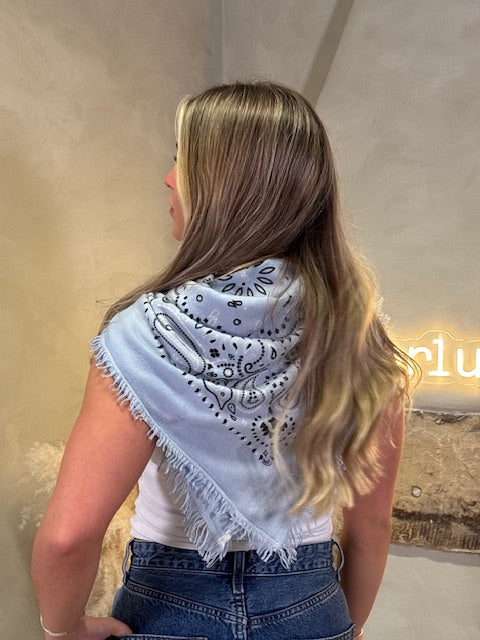 Ma Petit Capsule Wool Bandana Large Scarf Blue