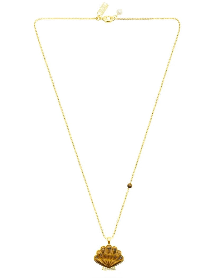 Talis Shell Pendant Necklace Tigers Eye