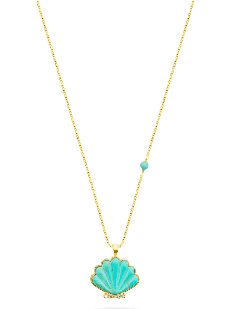 Talis Shell Pendant Necklace Turquoise