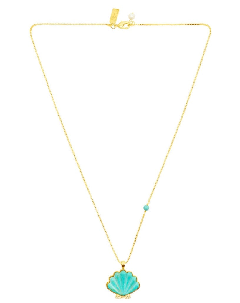 Talis Shell Pendant Necklace Turquoise