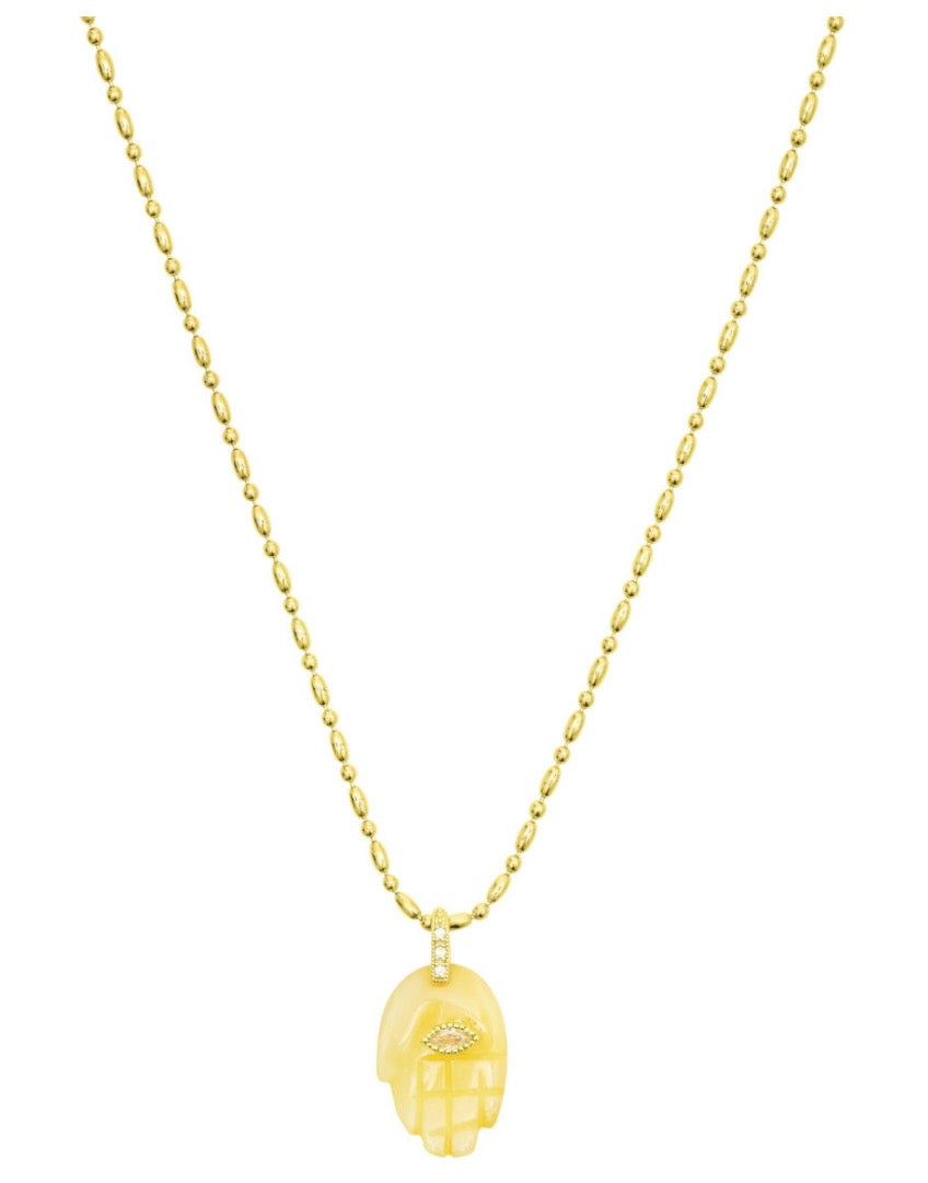 Talis Yellow Jade Protective Hand Pendant Necklace