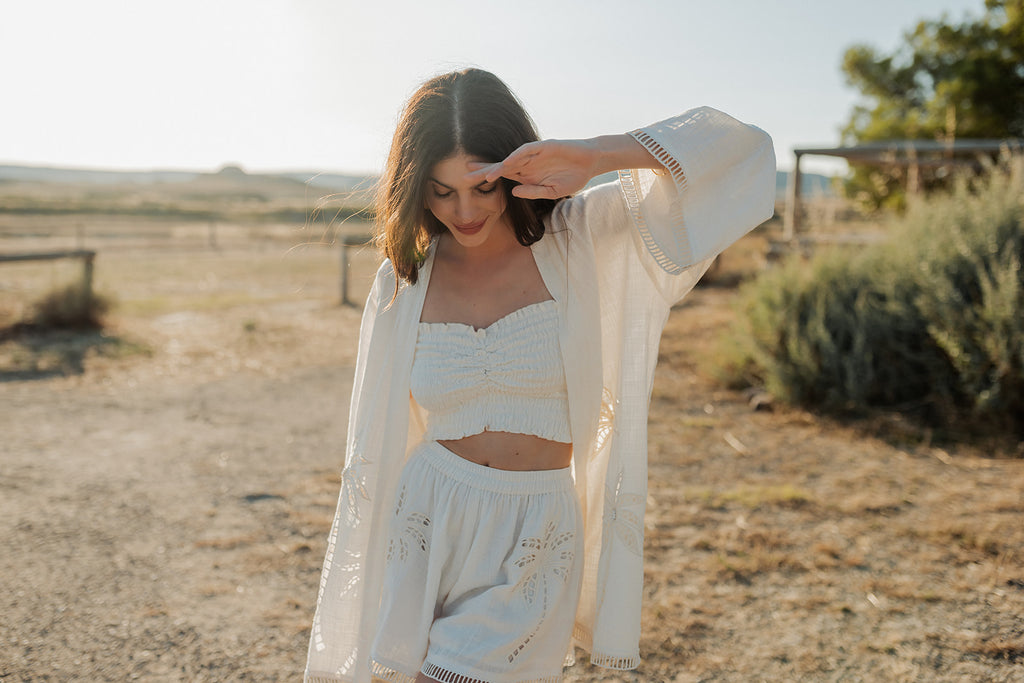 Piti Cuiti Palm Kimono Top