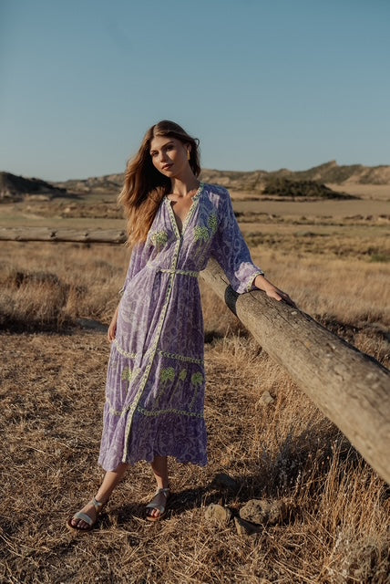 Piti Cuiti Lilac Palm Dress