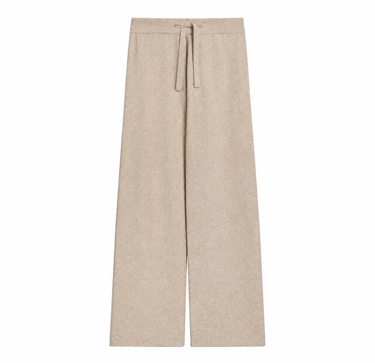 Women's beige wool knit trousers with relaxed fit