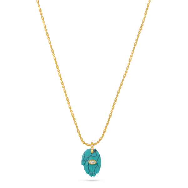 Talis Protective Hand Pendant Necklace- Turquoise