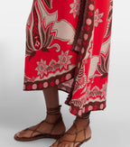Farm Rio Red Ainika Garden Linen-blend Beach Cover-up Skirt