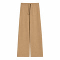 Women's camel wool knit trousers with relaxed fit