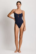 Ralph Lauren Knotted Keyhole Swimsuit - Navy