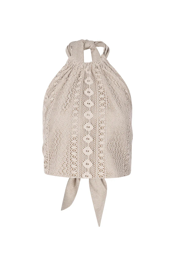 Sole Lisboa Maria Sand Embroidered top