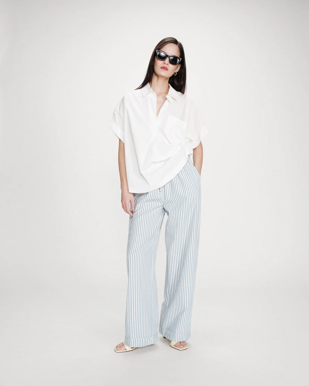Grace & Mila Volute Seersucker Trouser Blue Stripe