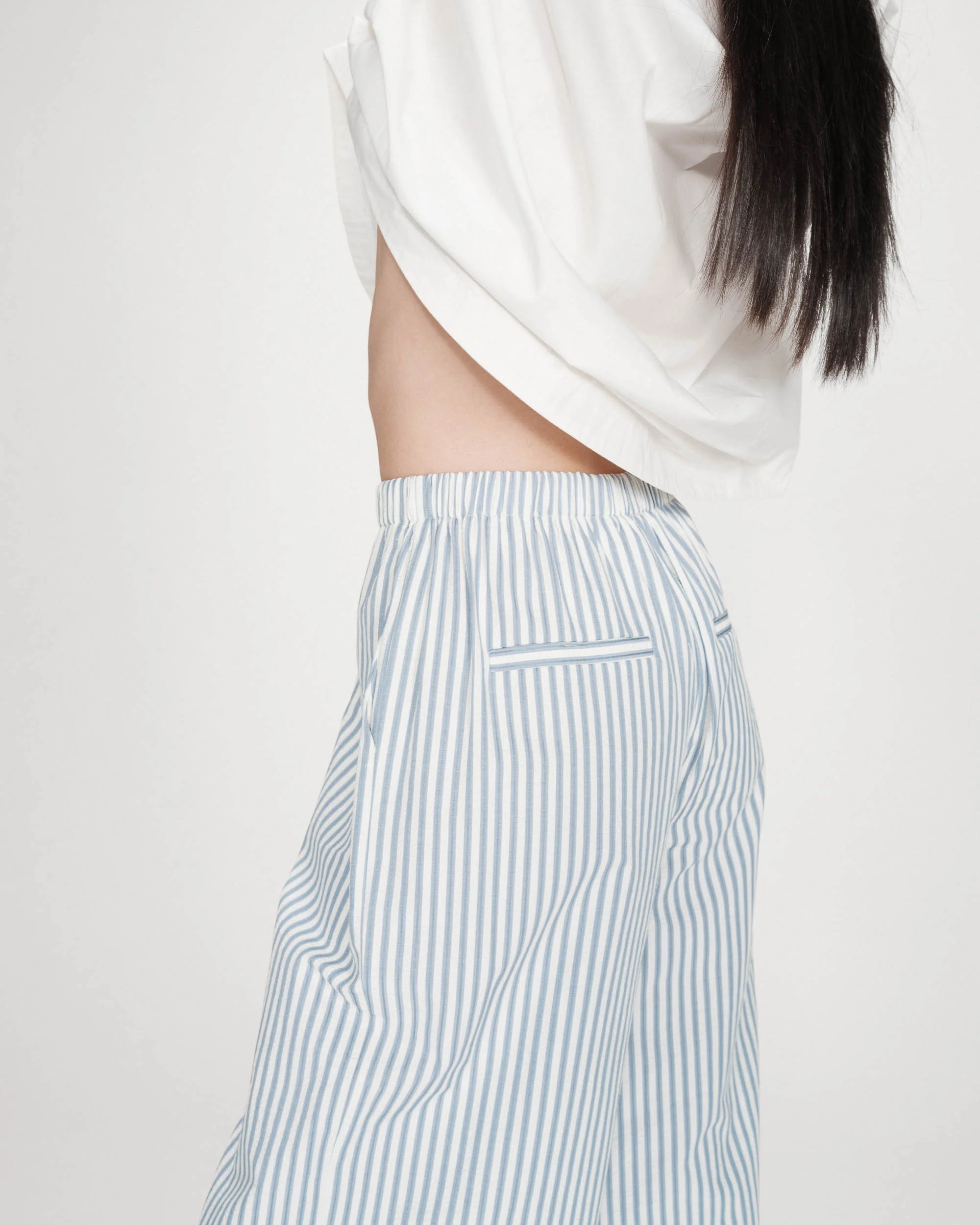 Grace & Mila Volute Seersucker Trouser Blue Stripe